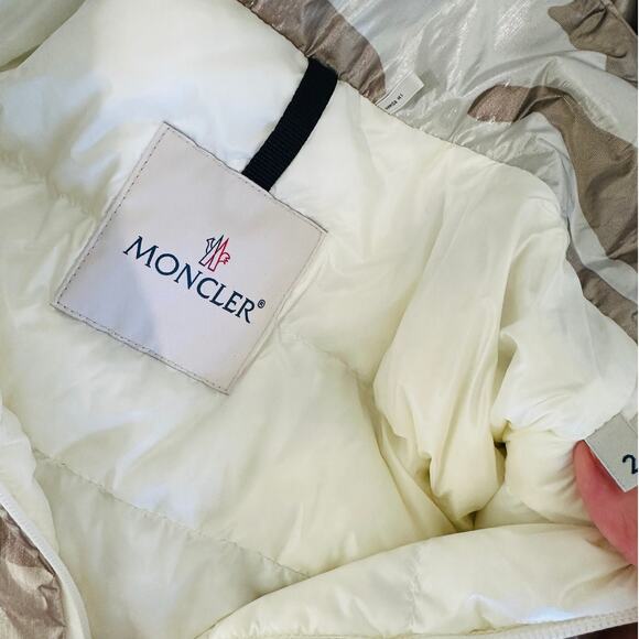 Moncler Sand Cream Beige Menchib Metallic Camo Hooded Jacket Retail $1695 2 - Picture 9 of 15